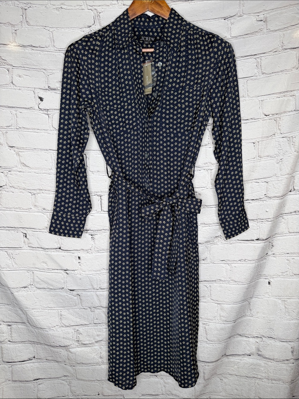 J. Crew Navy Micro Floral Wrap Dress Size 0 Brand New W/Tags